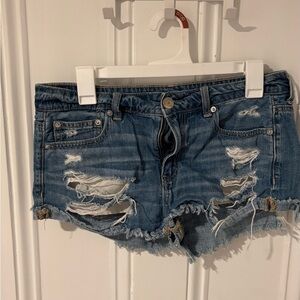 American Eagle Outfitters Blue Distressed Jean Shorts